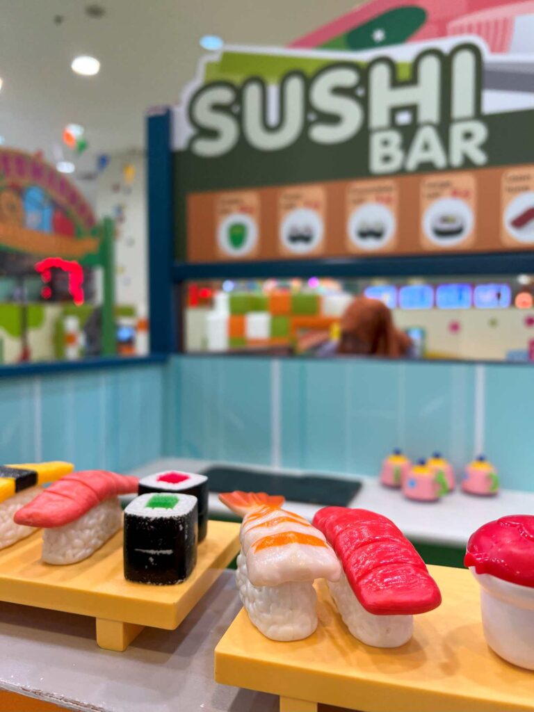 A pretend sushi bar at Kidzoona AEON Mall Shah Alam.