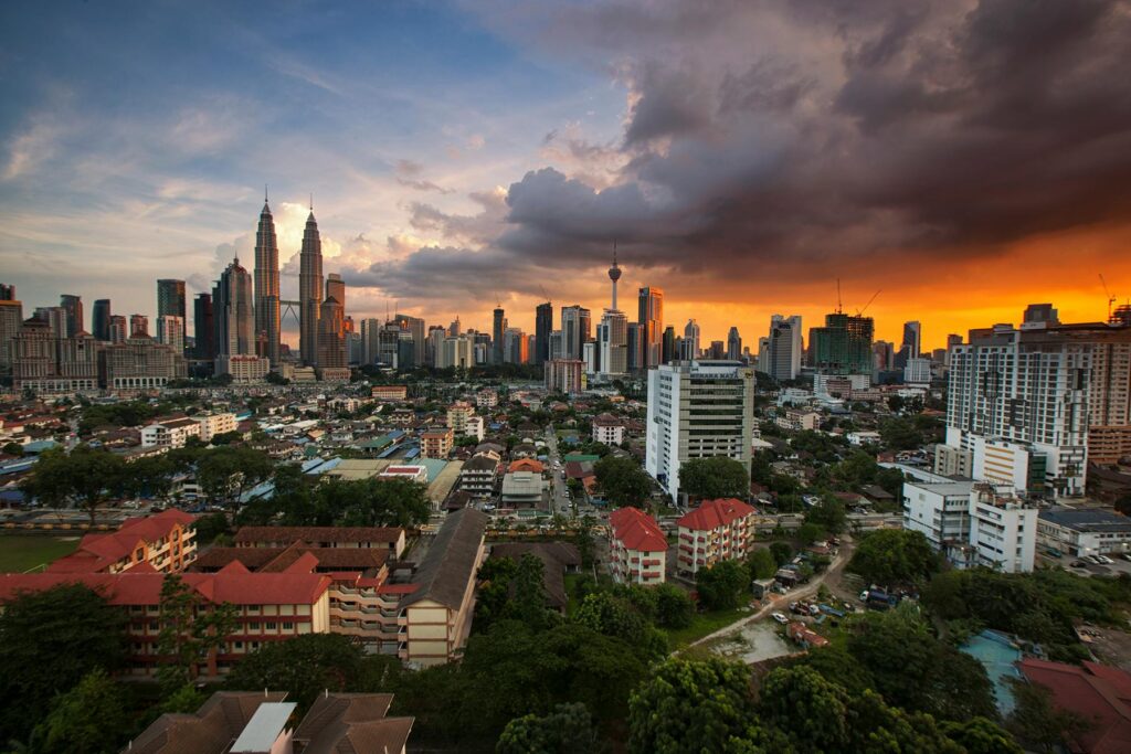 Aerial View of Twin Towers